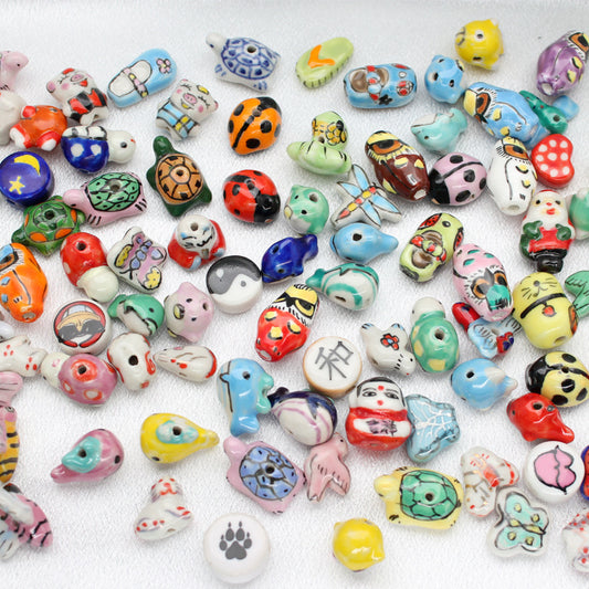 Hand-painted Card Color Ceramic Perforated Scattered Beads