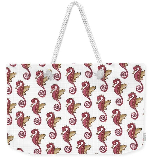 Red and White Seahorse - Weekender Tote Bag